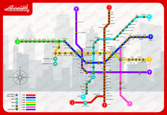نقشه مترو تهران/ ایستگاه‌های فعال خطوط جدید مترو را بشناسید   