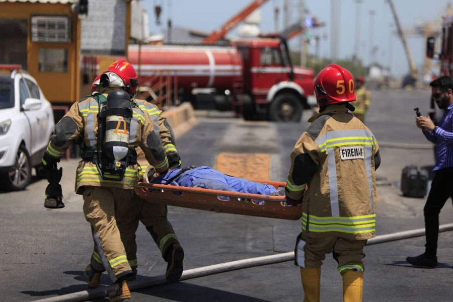 برگزاری موفقیت آمیز مانور مشترک امداد، نجات و اطفاء حریق پایانه‌های نفتی در بندر بوشهر