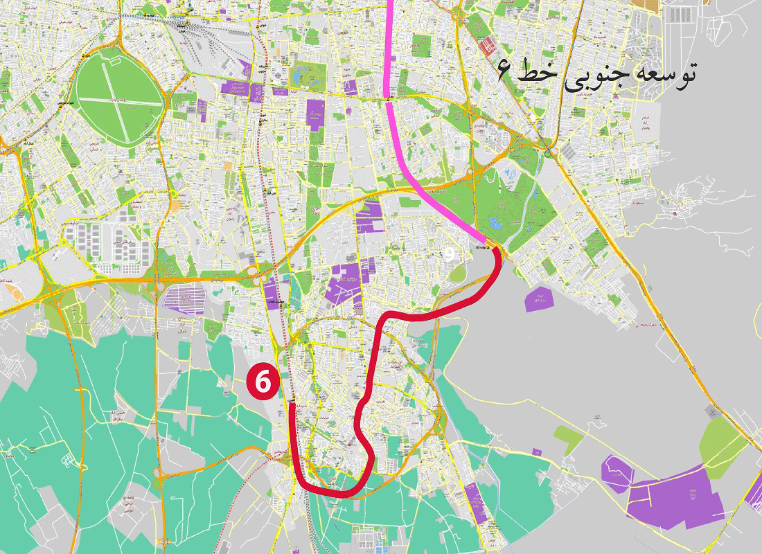 توسعه جنوبی خط 6 مترو تهران
