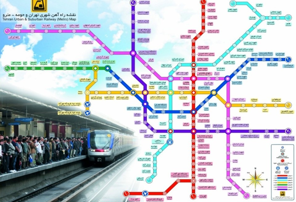 نقشه کامل خطوط ۱۱ گانه مترو تهران پس از ساخت کامل