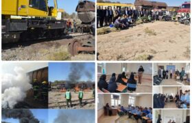 برگزاری مانور آتش‌نشانی و امداد و نجات در اداره‌کل راه‌آهن آذربایجان